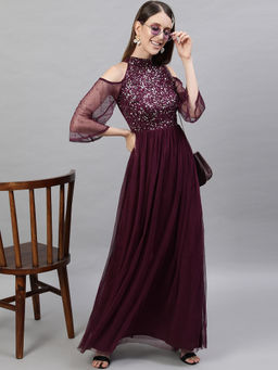 STREET 9 - Wine Sequence Party Dress