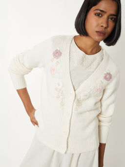 max - Women Floral Embroidered Cardigan