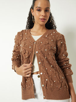 max - Women Pearl Embellished Cardigan
