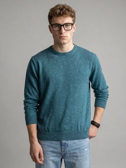 Monte Carlo - Men Blue Cotton Sweater