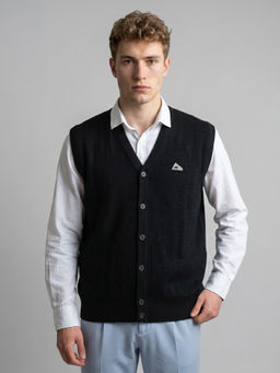 Monte Carlo - Men Black Wool Cardigan
