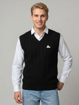 Monte Carlo - Men Black Wool Blend Sweater