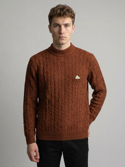 Monte Carlo - Men Brown Wool Blend Sweater