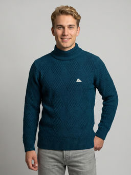 Monte Carlo - Men Blue Wool Blend Sweater