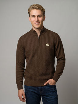 Monte Carlo - Men Brown Wool Blend Sweater