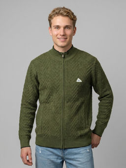 Monte Carlo - Men Green Wool Blend Cardigan