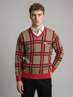 Monte Carlo - Men Brown Wool Blend Sweater