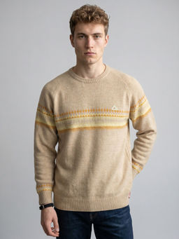 Monte Carlo - Men Beige Wool Blend Sweater