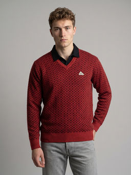 Monte Carlo - Men Red Wool Blend Sweater