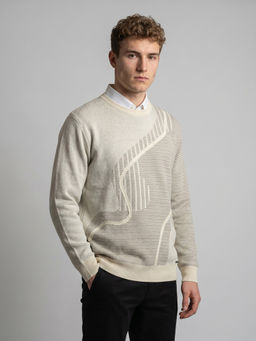 Monte Carlo - Men Beige Wool Blend Sweater