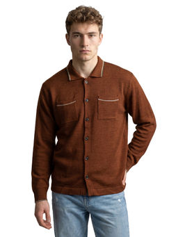 Monte Carlo - Men Rust Wool Blend Shirt