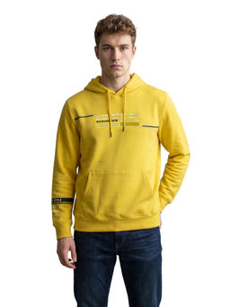 Monte Carlo - Men Yellow Cotton Blend Hoodie