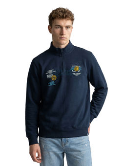 Monte Carlo - Men Blue Cotton Blend Sweatshirt