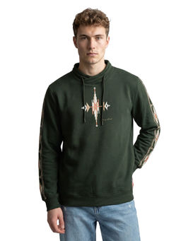 Monte Carlo - Men Olive Cotton Blend Sweatshirt