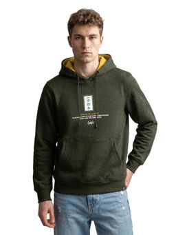 Monte Carlo - Men Green Cotton Blend Hoodie