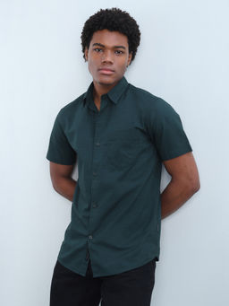 Flying Machine - Men Green Cotton Shirt