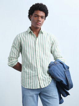Flying Machine - Men Green Cotton Shirt