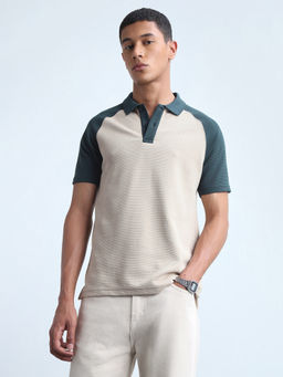 Flying Machine - Men Off White Cotton Polo T-Shirt