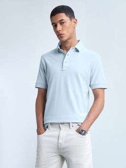 Flying Machine - Men Blue Cotton Polo T-Shirt
