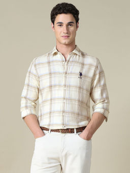 U.S. Polo Assn. Denim Co. - Men Beige Cotton Shirt