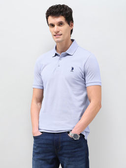 U.S. POLO ASSN. - Men Blue Cotton Polo T-Shirt