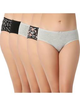 Juliet - Cotton Hipster Premium Panties Full Coverage Stretchable (Pack of 5)