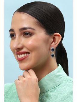 Biba - Womens Navy Blue Stone Studded Earrings