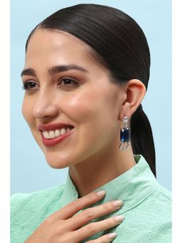 Biba - Womens Navy Blue Stone Studded Earrings