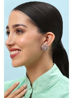 Biba - Womens Light Pink Stone Studded Earrings