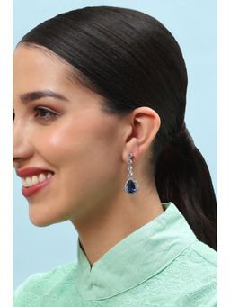 Biba - Womens Navy Blue Stone Studded Earrings