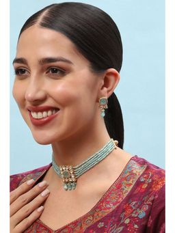 Biba - Womens Light Blue Stone Studded Necklace Set
