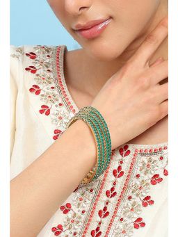Biba - Womens Green Stone Bangles (Pack Of 4)