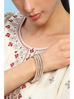Biba - Womens White Stone Bangles (Pack Of 4)