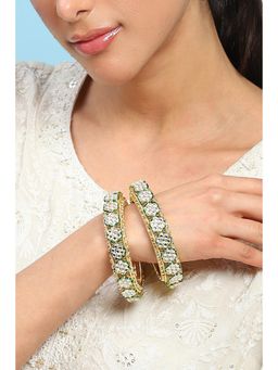 Biba - Womens Green Stone Bangles (Pack Of 2)
