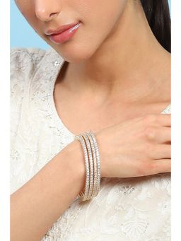 Biba - Womens White Stone Bangles (Pack Of 4)