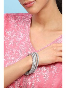 Biba - Womens White Stone Embellished Bangles (Pack Of 4)