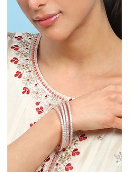 Biba - Womens White Stone Bangle (Pack Of 4)