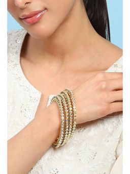 Biba - Womens Green Stone Embellished Bangles (Pack Of 4)