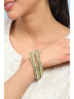 Biba - Womens Green Stone Bangles (Pack Of 2)