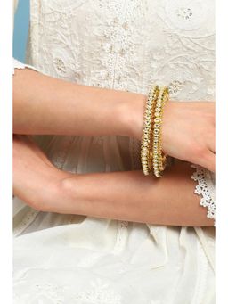 Biba - Womens Green Stone Embellished Bangles (Pack Of 2)