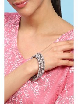 Biba - Womens Pink Stone Embellished Bangles (Pack Of 4)