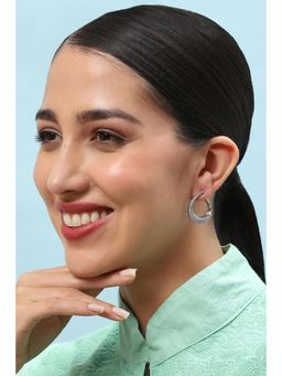 Biba - Womens White Brass Hoop Earrings