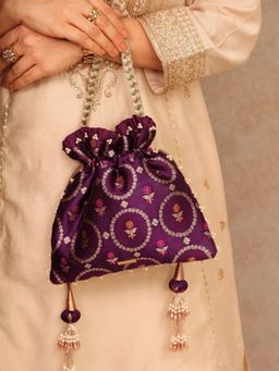 AMYRA - Jamal Silk Potli Bag - Purple