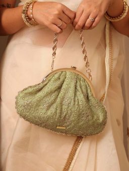 AMYRA - Tarang Cutwork Vintage Clutch - Green
