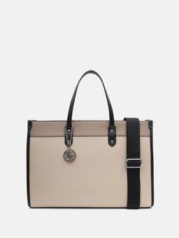 Kazo - Taupe Marqine Tote Bag with Detachable Strap (L)
