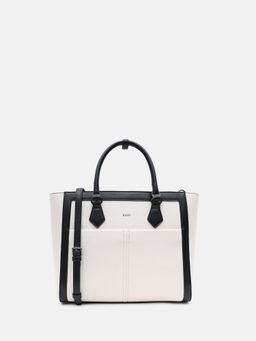 Kazo - Off White Twiry Tote Bag with Detachable Strap (L)