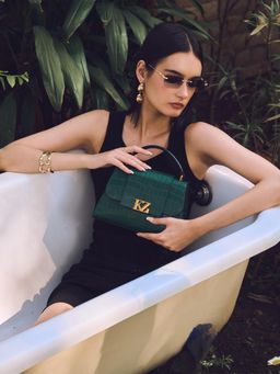 Kazo - Green Lyne Satchel Bag with Detachable Strap (M)
