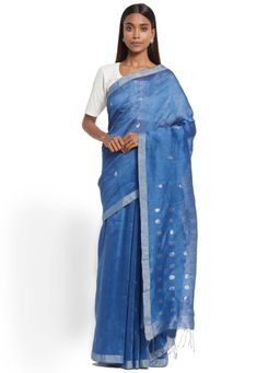 Fabindia - Linen Silk Jamdani Sari without Blouse