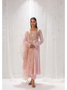 SEW - Women Pink Sequence Embroidered Kurta with Pant and Dupatta