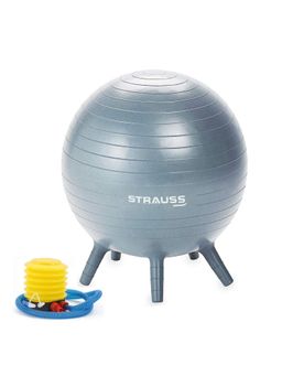 Strauss - Rubber Anti-Burst Gym Ball, Stability Legs, 55 cm (Grey)
